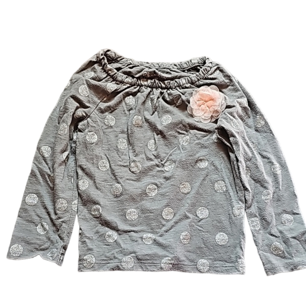Cherokee Girls 2T Long Sleeve Shirt - Gray with Flower